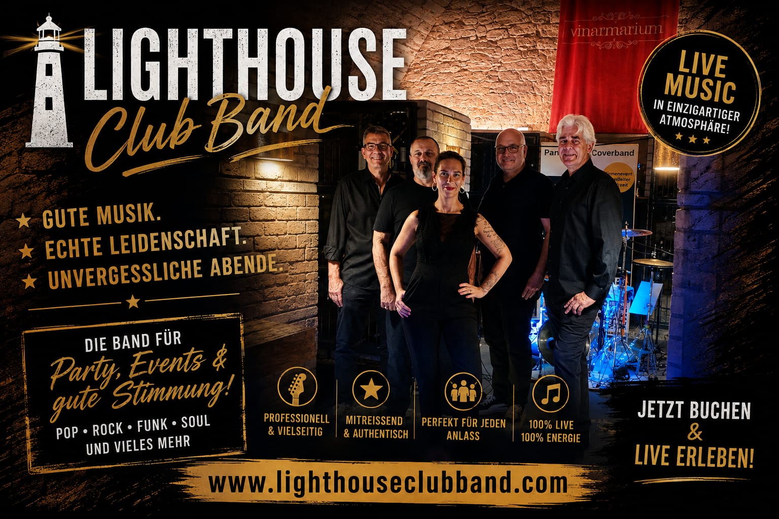 Lighthouse Club Band: Party- und Coverband für Firmenfeiern, Hochzeiten, Stadtfeste und Events in Mainz, Wiesbaden und Frankfurt.